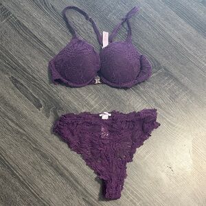 Savage X Fenty Deep Purple Lace Bra Set